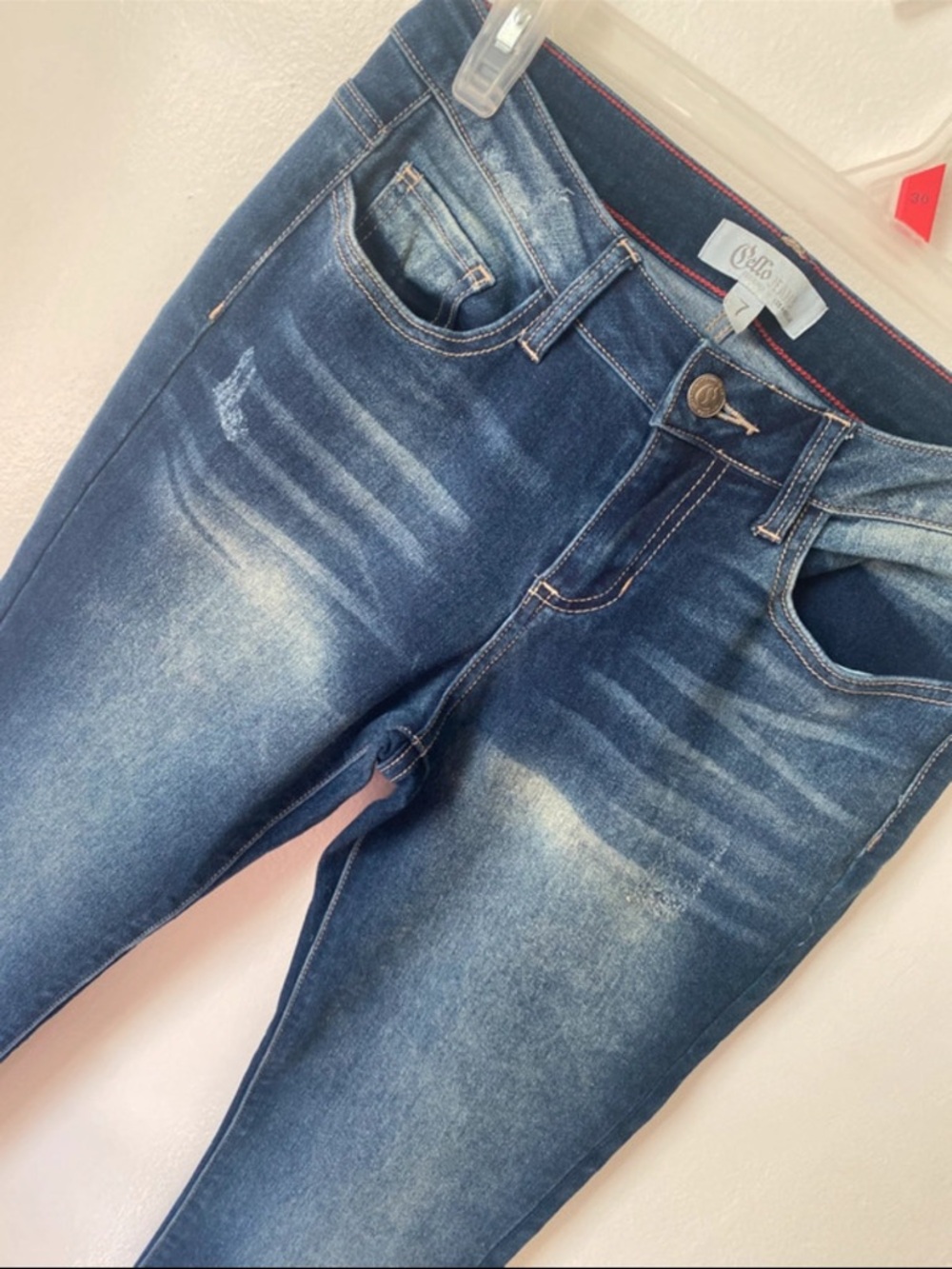 Cello Women's Blue Stretch Jeggings with Whisker Fading
